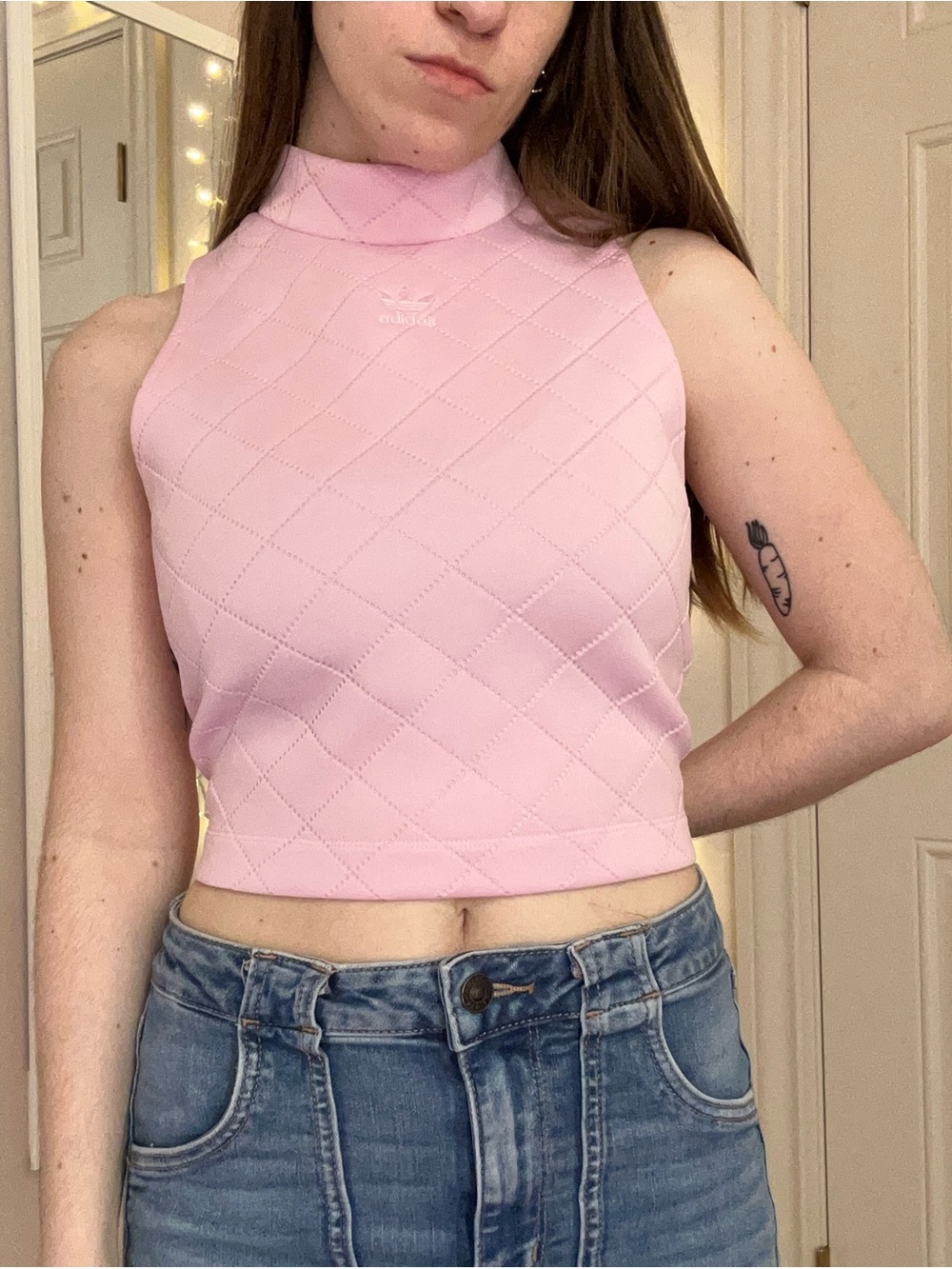 Pink Adidas Mock Neck Tank Top
